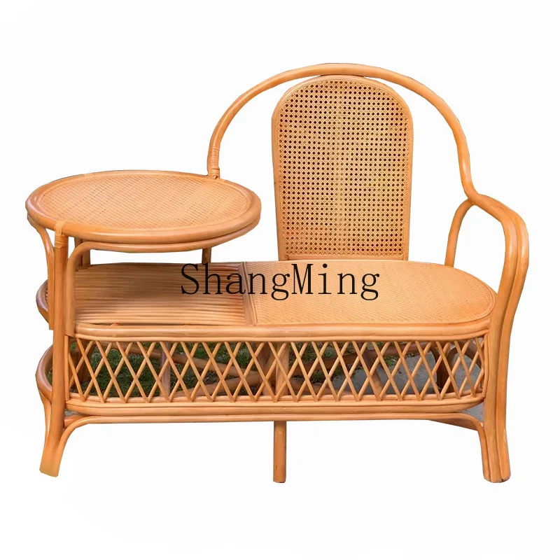 

CL Antique Telephone Chair Rattan Single Tea Table Set Natural Simple Yan Balcony Rattan Chair Leisure Cooling Chair