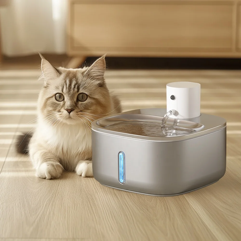 

Petwant 3.2L Stainless Steel Wireless Battery Operated Pets Drinking Water Fountain for Small Animals Dogs Cats