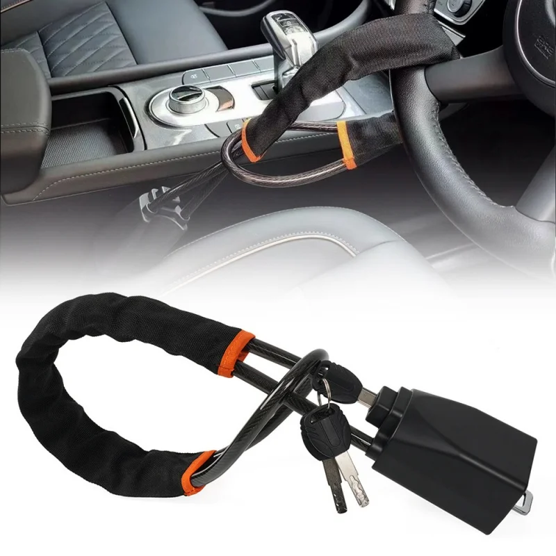 Universal Duty Steering Wheel Lock Anti Theft Cut Resistant Retractable Cable Seatbelt Fastener Universal for Car SUV Protection