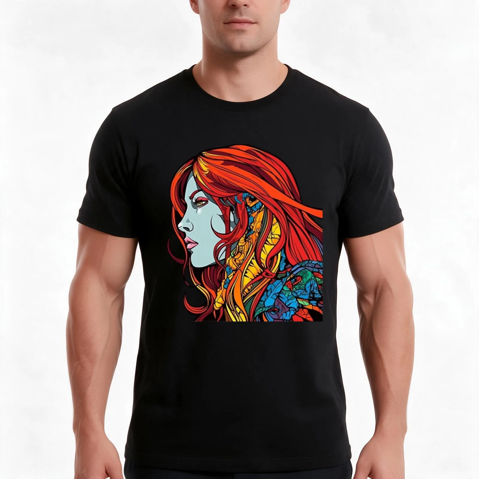 Red Sonja Graffiti Profile T-Shirt Summer Casual Cotton Tee Oversized Streetwear Tops Vintage Graphic Print Unisex Men Women