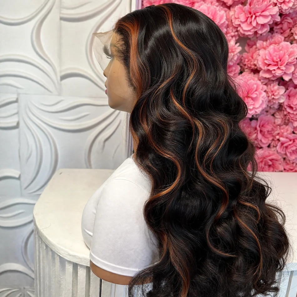 Highlight Wig Human Hair 1B-30 Body Wave Human Hair Wigs 13X4 13x6 HD Lace Frontal Wig Pre Plucked 250% Ombre Human Hair Wig