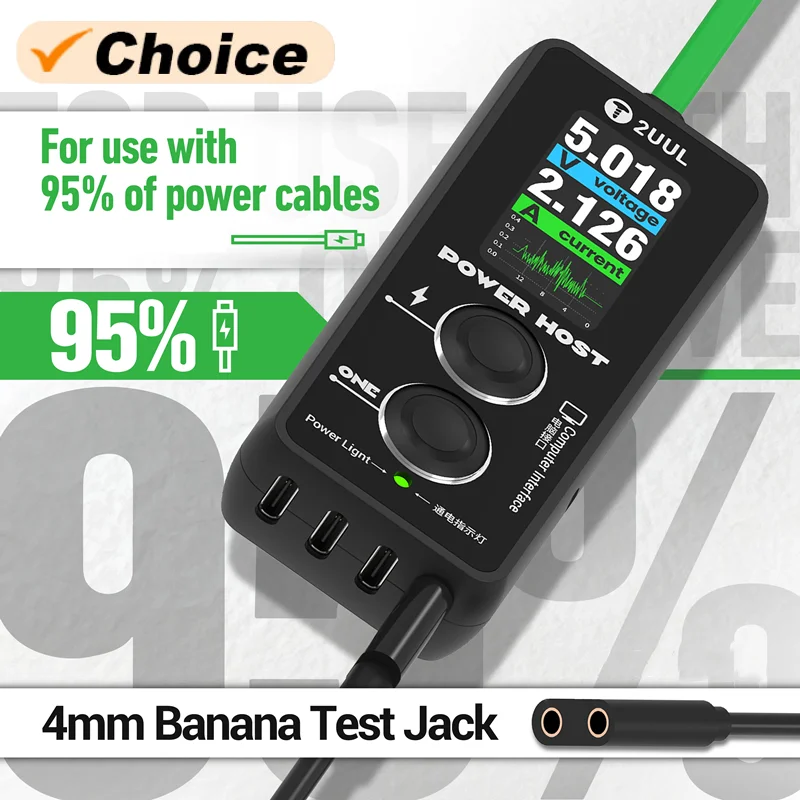 

2UUL PW15 Цифровой измеритель ампер-напряжения Хост мощности для ремонта мобильных телефонов Устройство для тестирования автоматического отключения питания в одно касание