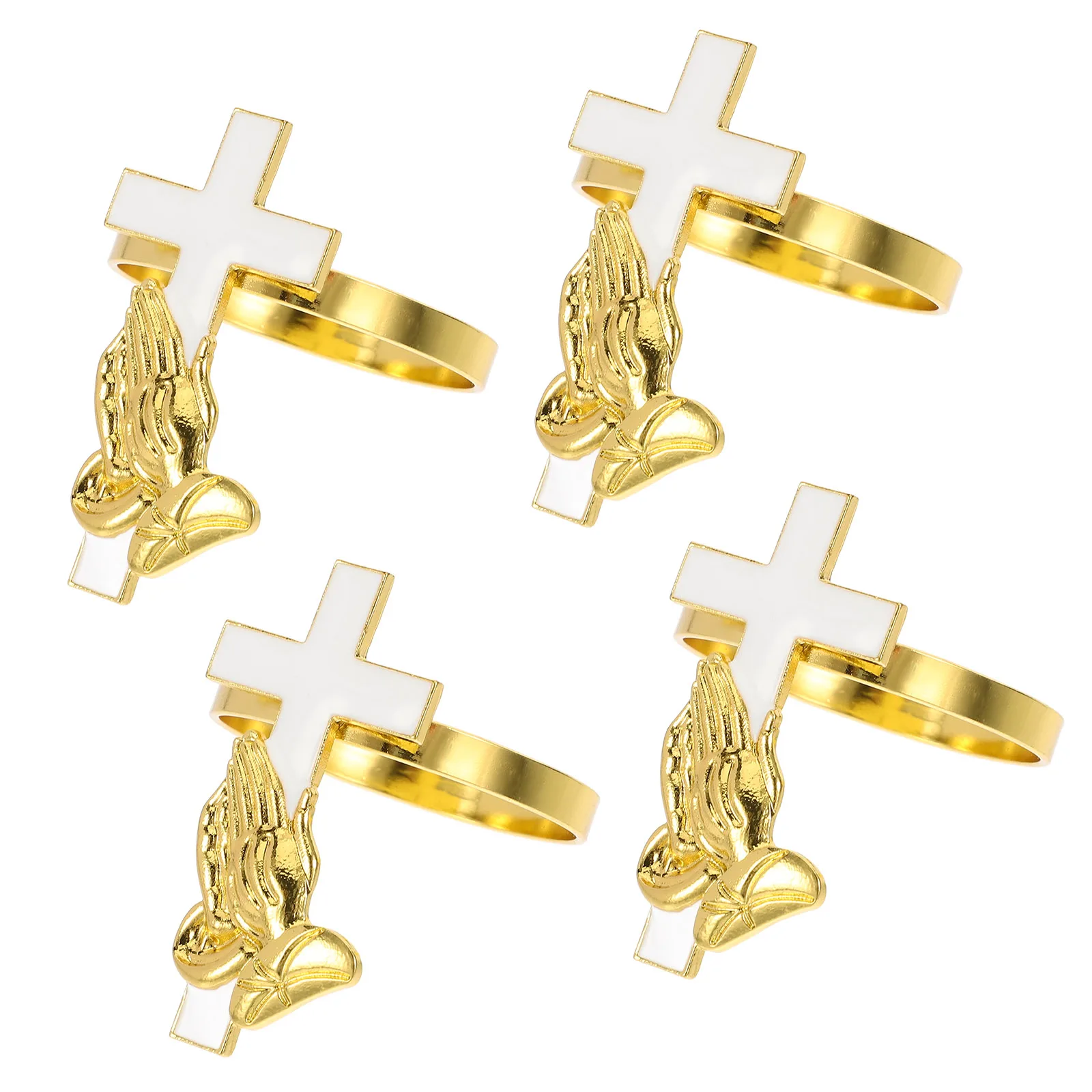

4pcs Napkin Rings Cross Design Wedding Banquet Decor Table Serviette Holder Religious Events Dining Accessories