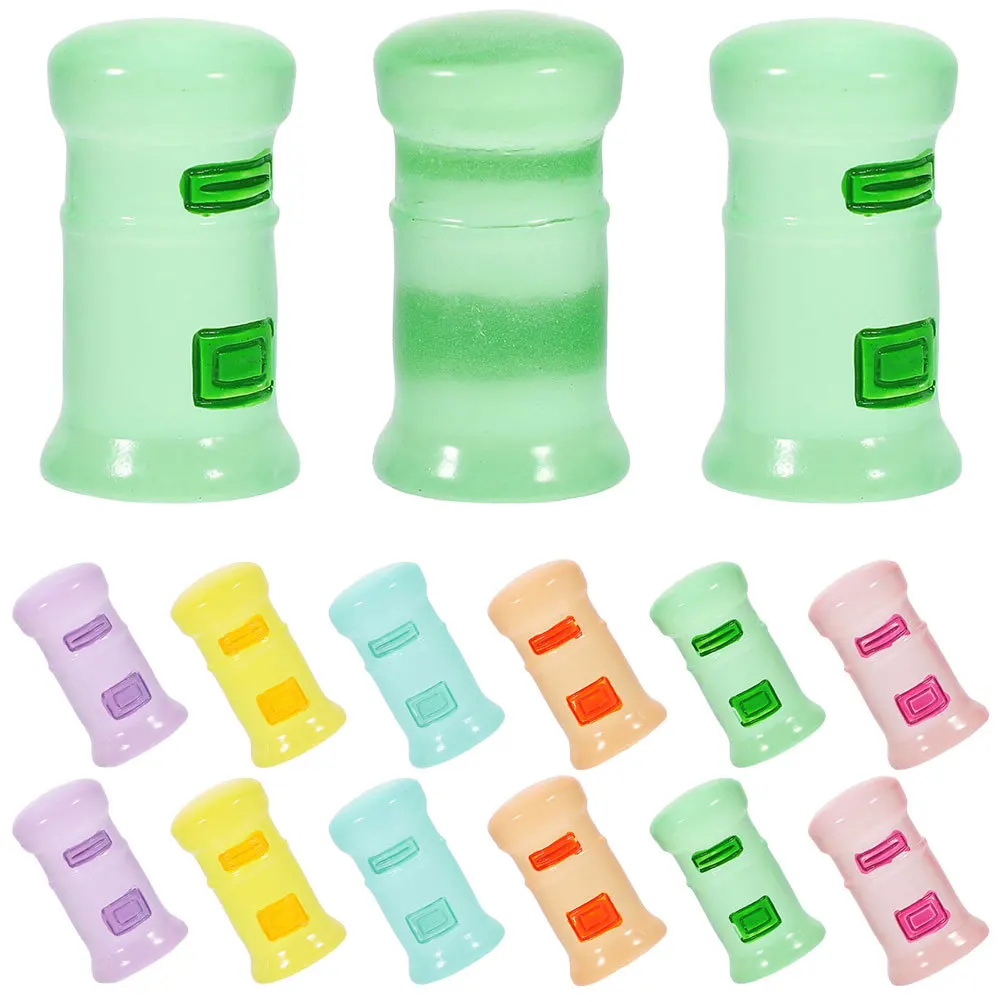 

60Pcs Night Glow Resin Mini Mailboxes Micro Landscape Decoration Small Garden Ornament Mailbox Statue Decorations