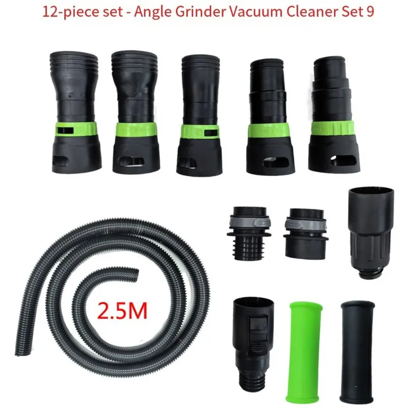 Y50A-For Festool Makita Dewalt Karcher 12Pcs Angle Grinder Dust Extraction Adapter 2.5M Extension Hose Kit 32Mm/40Mm Vacuum