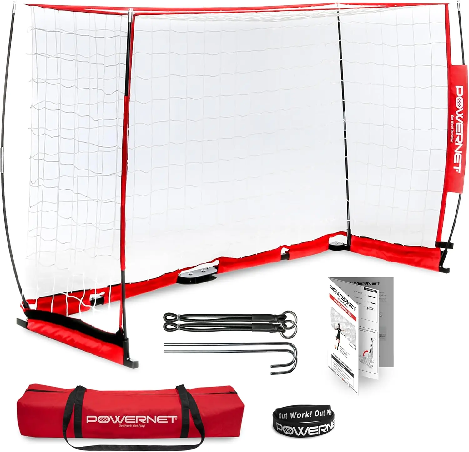 Portable Net Collapsible Metal Base, Quick Setup Ultra Portable, Full Size Framed Soccer Goal