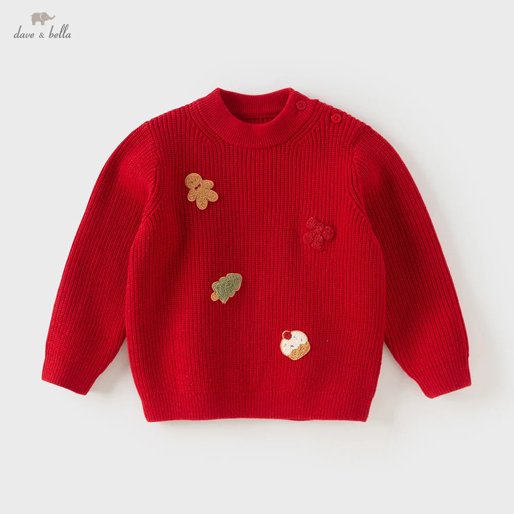 

Dave Bella Girls Sweater Autumn Winter Baby Cotton Warm Top Pullover Sweater Children Cute Red Outerwear Kids Clothing DB4254372