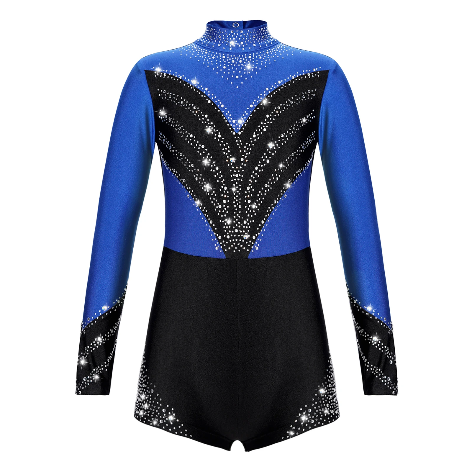 Gymnastics Bodysuit for Girls Kids Ballet Leotard Long Sleeve Shiny Skating Jumpsuit Jazz Dance Costume Children Dance Wear