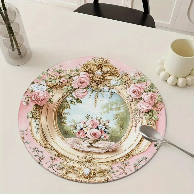 VIKAMA 4PC European Style Countryside Dining Mat Floral Round Dining Table Desktop Decoration And Accessories view 2