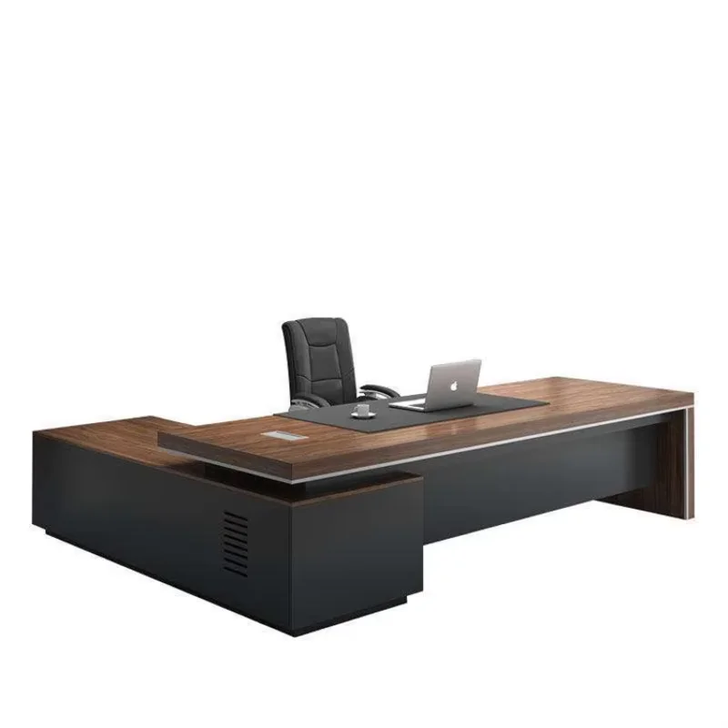 Modern Light Luxury Company  Executive table  simple fashion boss desk and chair combination with side cabinet and bookcase