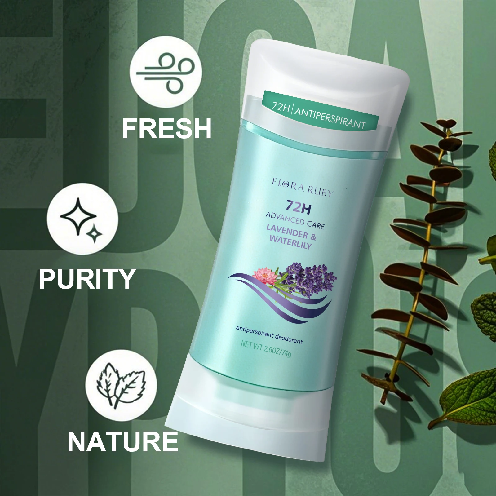 2PCS/Set Body Odor Removal Deodorant Antiperspirant，72H-Long Lasting Effect Sweat Odor Deodorant Plant Flower Fragrance Body Ca