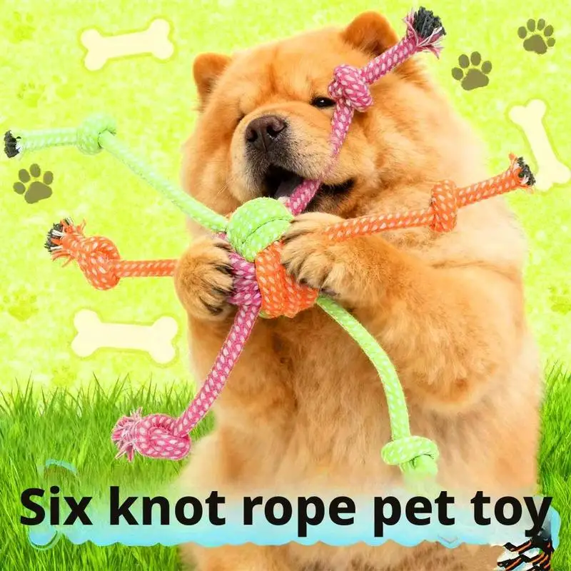 Langlebiges Bissfestes Interaktives Knotenspielzeug für Hunde - Kaubares Seil mit Grünen & Orangen Fransen, Verspieltes Design, Hundespielzeug – Detail 4