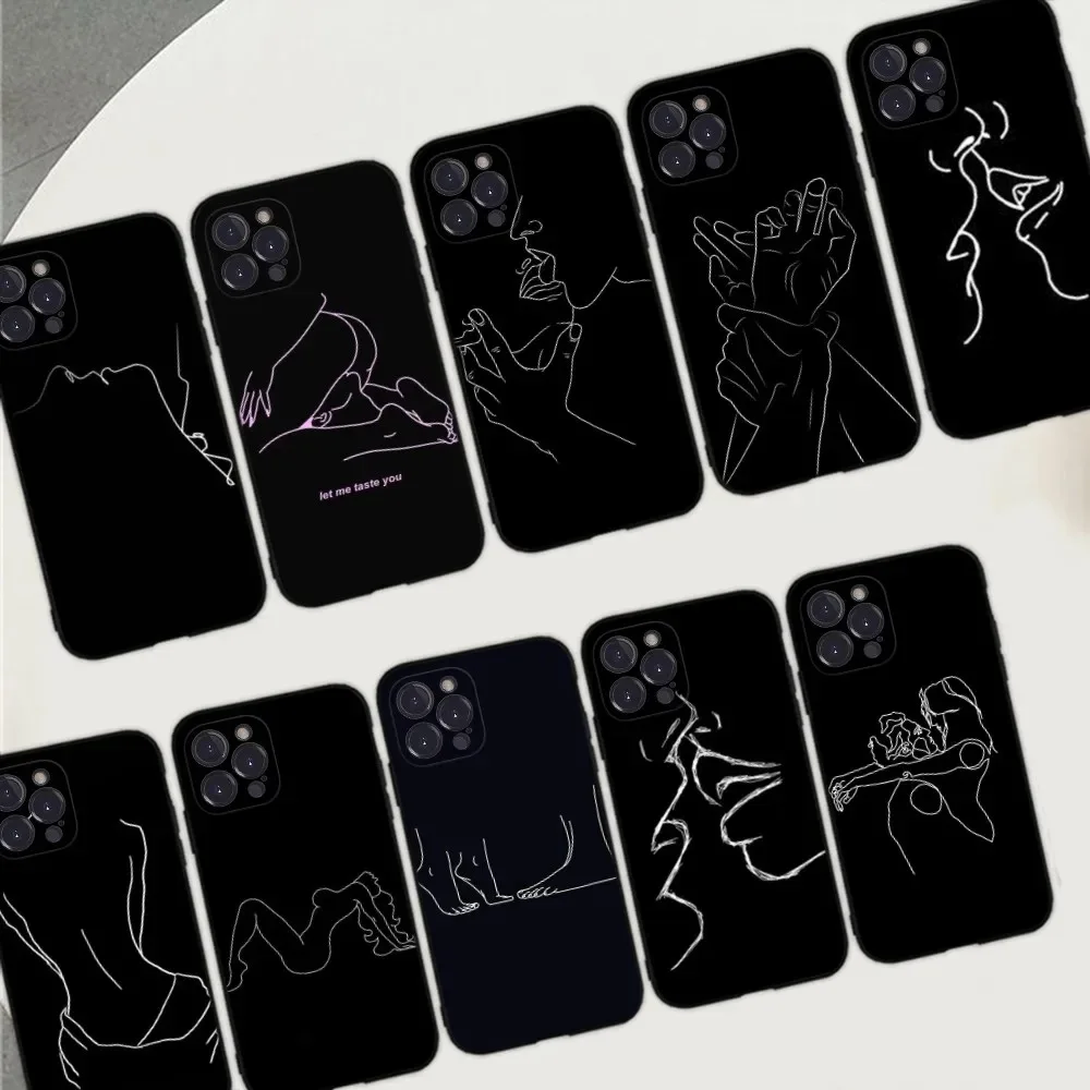 Sexy Line Art Drawing Case Phone Case For iPhone 11 12 13 14 15 Pro Max 7 8 Mini Plus SE X XS XR