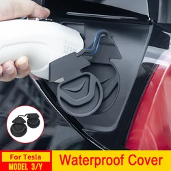 Waterproof Charging Port Cover For Tesla Model 3 Y Accessories 2025 2024 - 2023 Silicone Charger Plug Protector Rainproof Pad