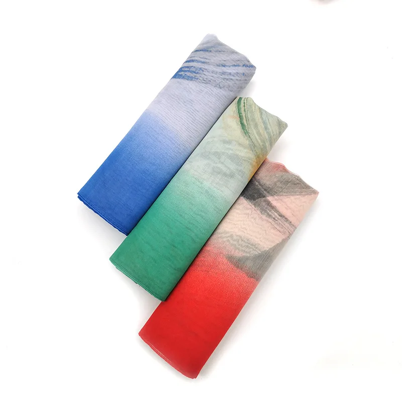 Cross-Border E-Commerce European and American Middle East Simple Scarf Spring and Summer Windproof Sunscreen Silk Wool Printed L