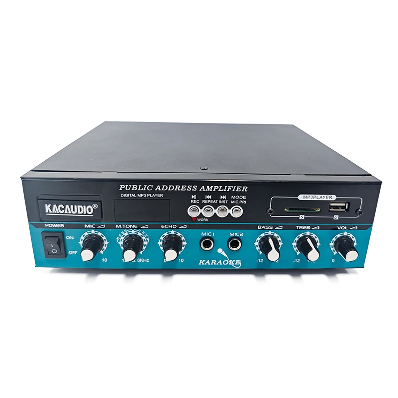 60w Constant Pressure Attack and Release Home Audio Mini Bt Amplifier with 2-channel Microphone Input