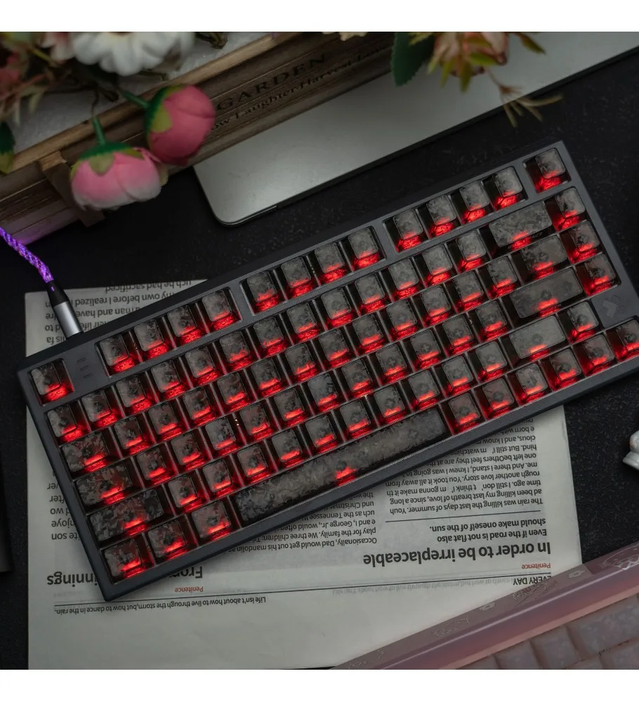 Carbon fiber pattern keycap side engraved light transmission adaptation EV63 from Ace68 made68ATK front X87