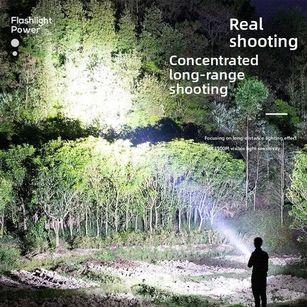 8LED High-power Flashlight Strong Light Rechargeable Low Battery Reminder Multi-gear Dimming Camping Torch Portable LED Light