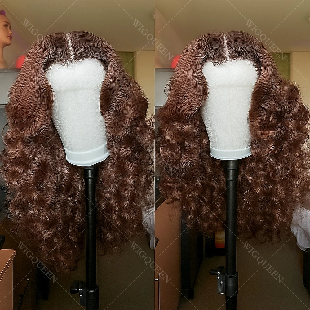 

Chocolate Brown Body Wave 13x6 Lace Front Wig 30Inch 4x4 13x4 Lace Frontal Wig Human Hair PrePlucked #4 Colored Human Hair Wig