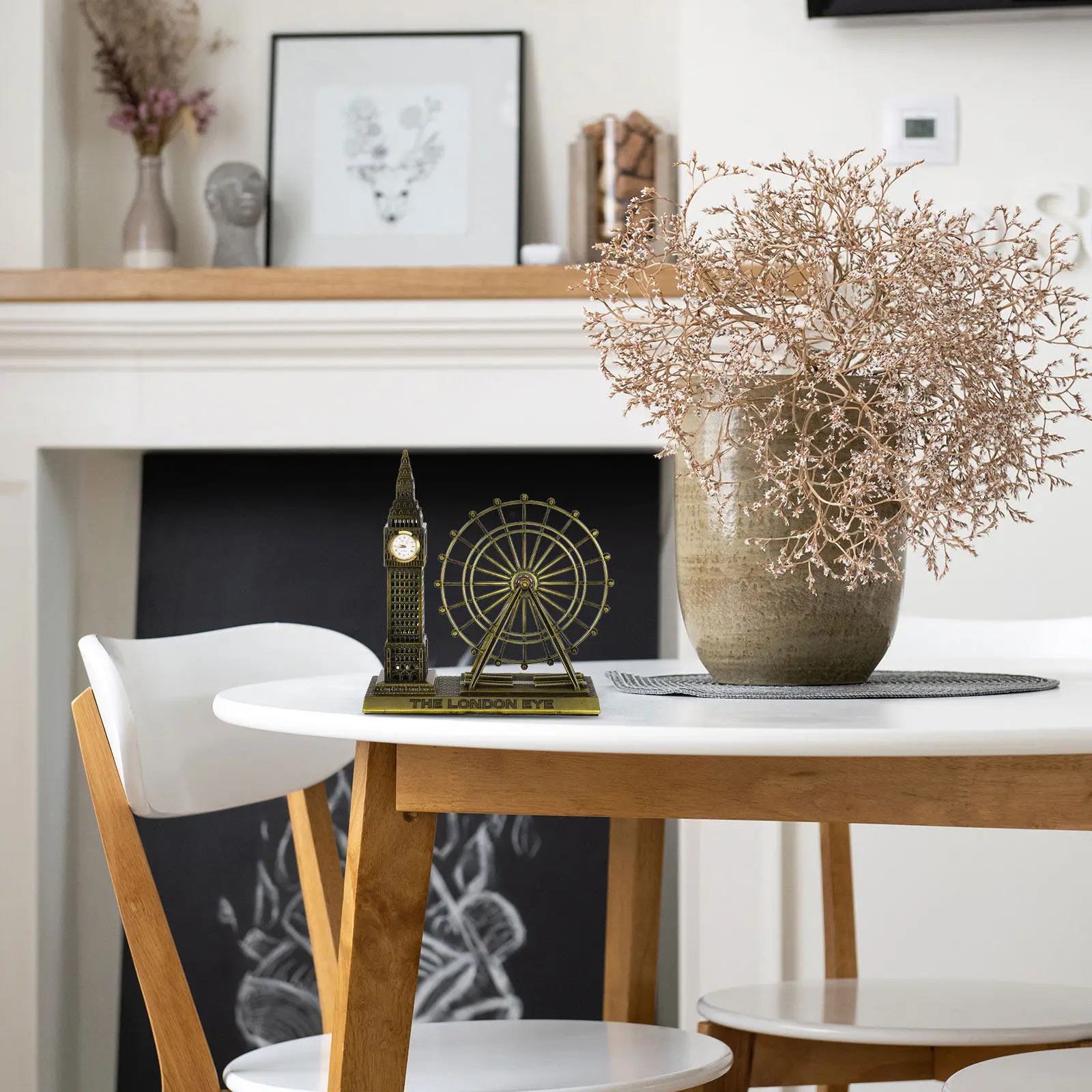 London Eye Alloy Ornament – Realistic British Landmark Decor for Desk, Shelf, Office & Home