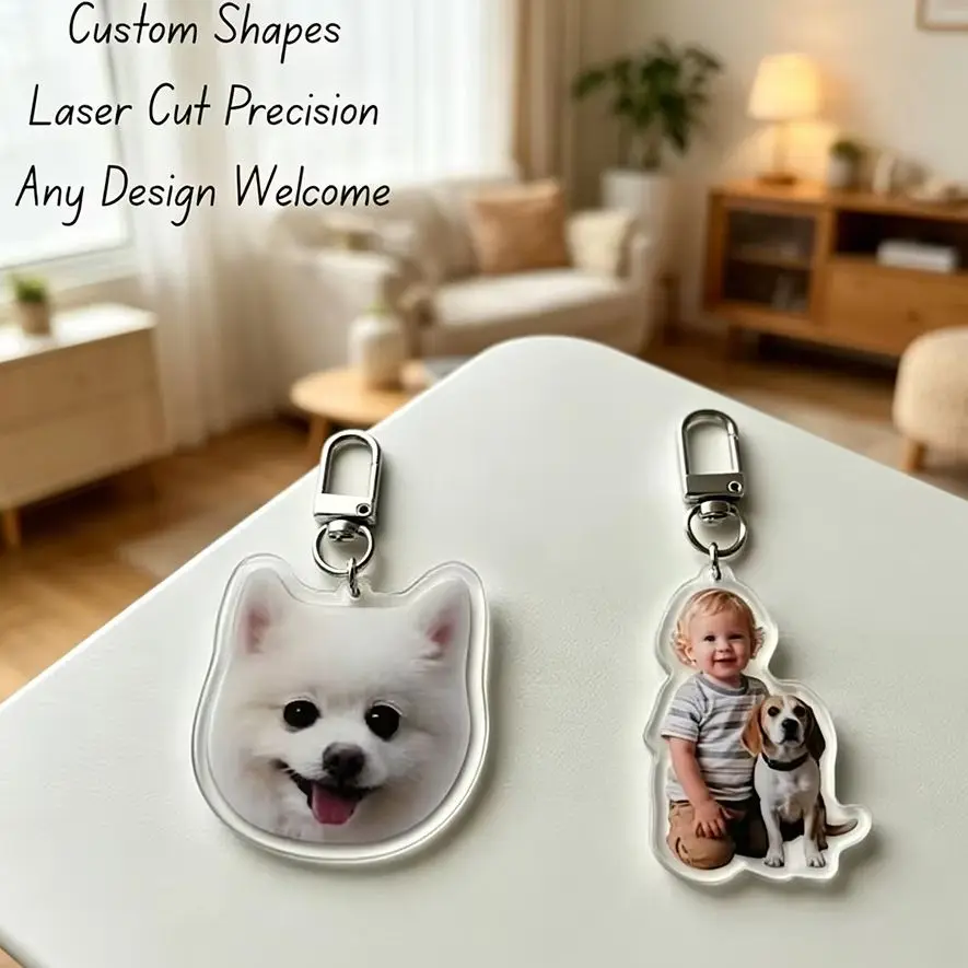 Customized Cute Children's Pet Personalized Acrylic Photo Keychain Pet Children's Growth Commemorative Gift Children's Day Gifts