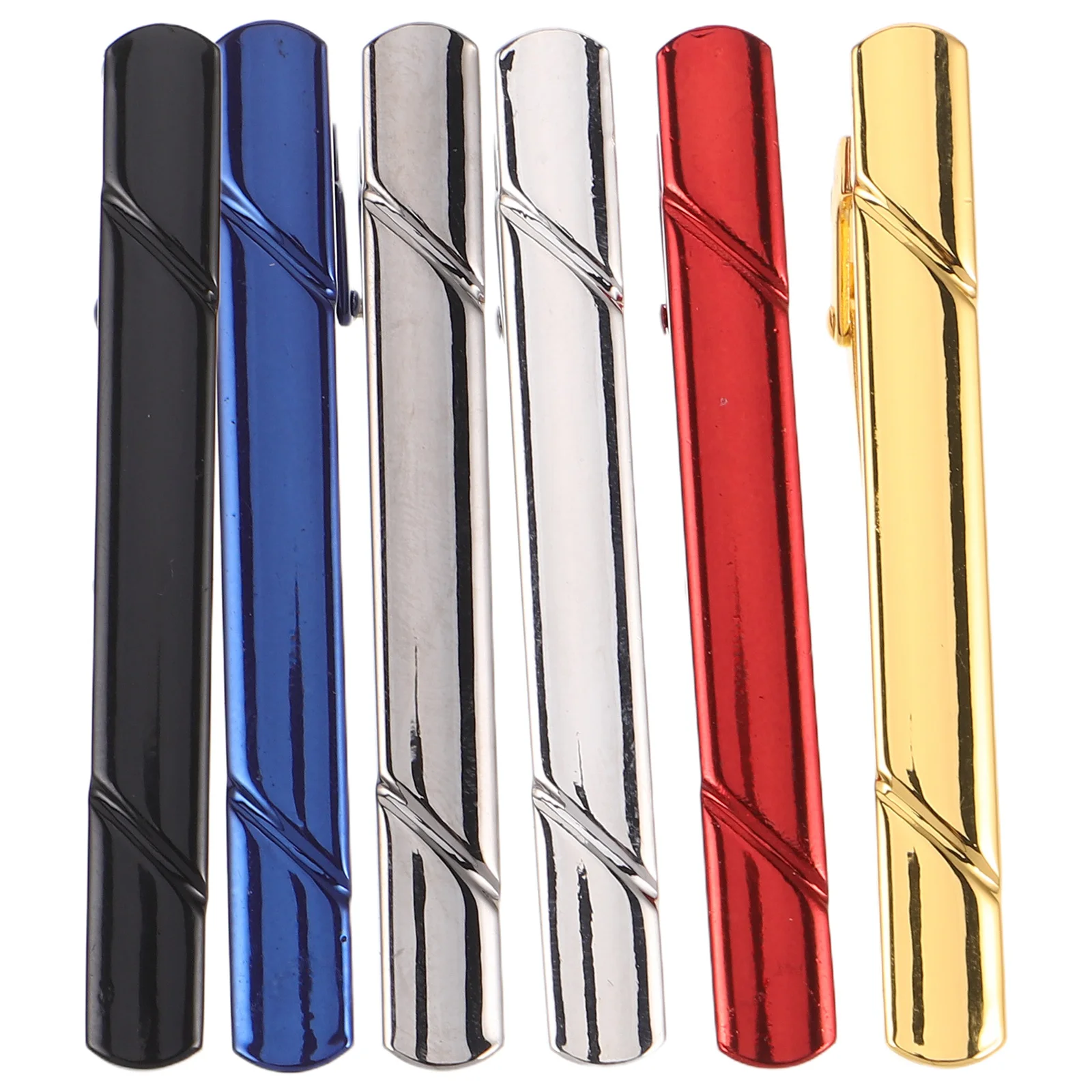 

6Pcs Business Tie Clip for Men Mirror Finish Sleek Diagonal Texture Tie Holder Suitable Wedding Office Formal Events Suit