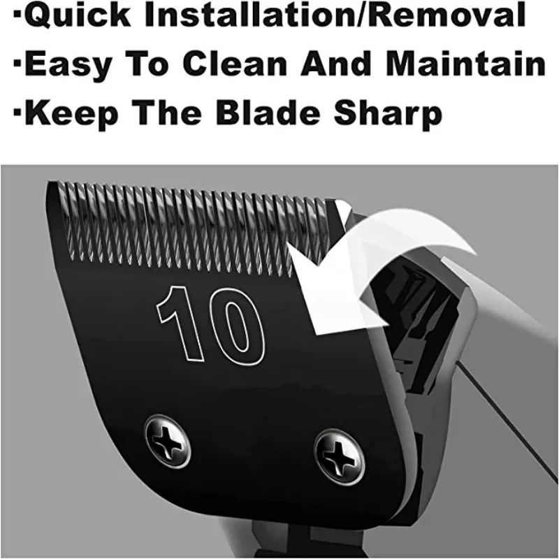 10# Black Blade Dog Grooming, Made of Steel Blade and Stainless Steel Blade Compatible with Ainds，Oster A5，Other Series Clippers