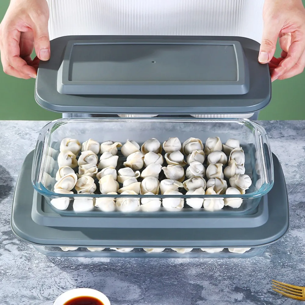 Durable Rectangular Glass Baking Dish High Temperature Resistant Thickened Lasagna Baking Tray with Lid Baking Pans Oven