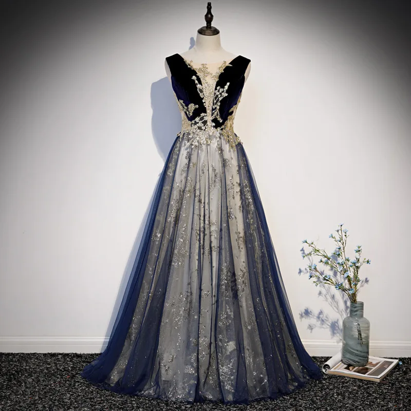 

Evening Skirt Annual Banquet High-end Temperament Long Style High-end Host Vocal Art Test Solo Performance Dress Sparkly Dresses