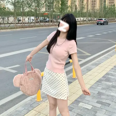 White Polka Dot A- Line Mini Skirt Women's Fashion Hot Sale Of The Season New Small Size Short Skirts Miu Miu Style Half-length