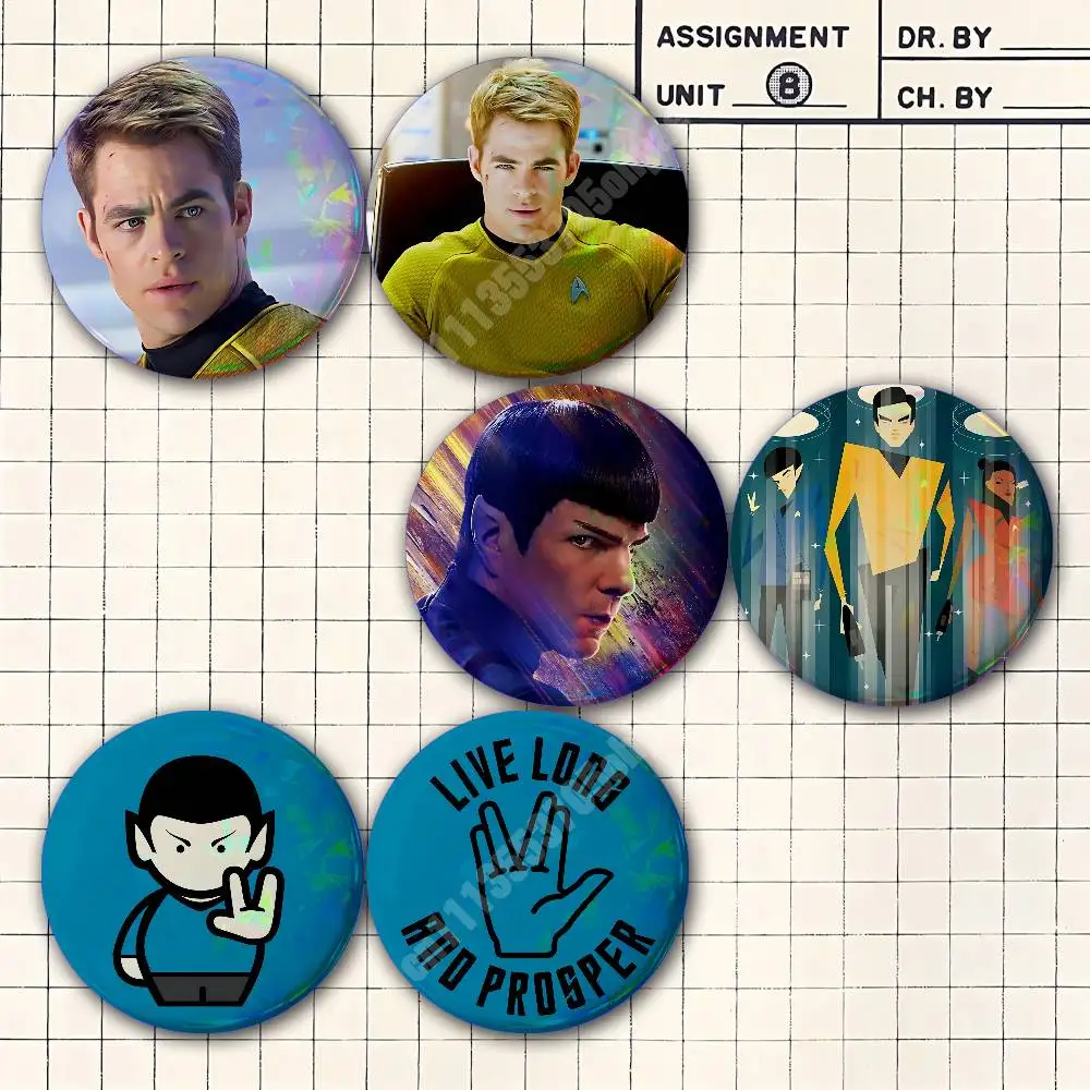 S-Star T-Trek Kirk Spock McCoy Button Badge 2PC Sets for Bags & Clothes & Accessories Metal Pin Stylish Decoration