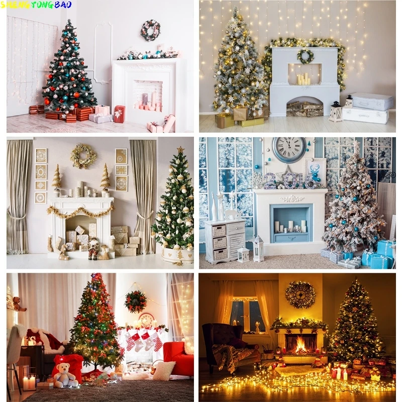 

Vinyl Custom Christmas Indoor Theme Photography Background Fireplace Children Backdrops For Photo Studio Props YXSD-02