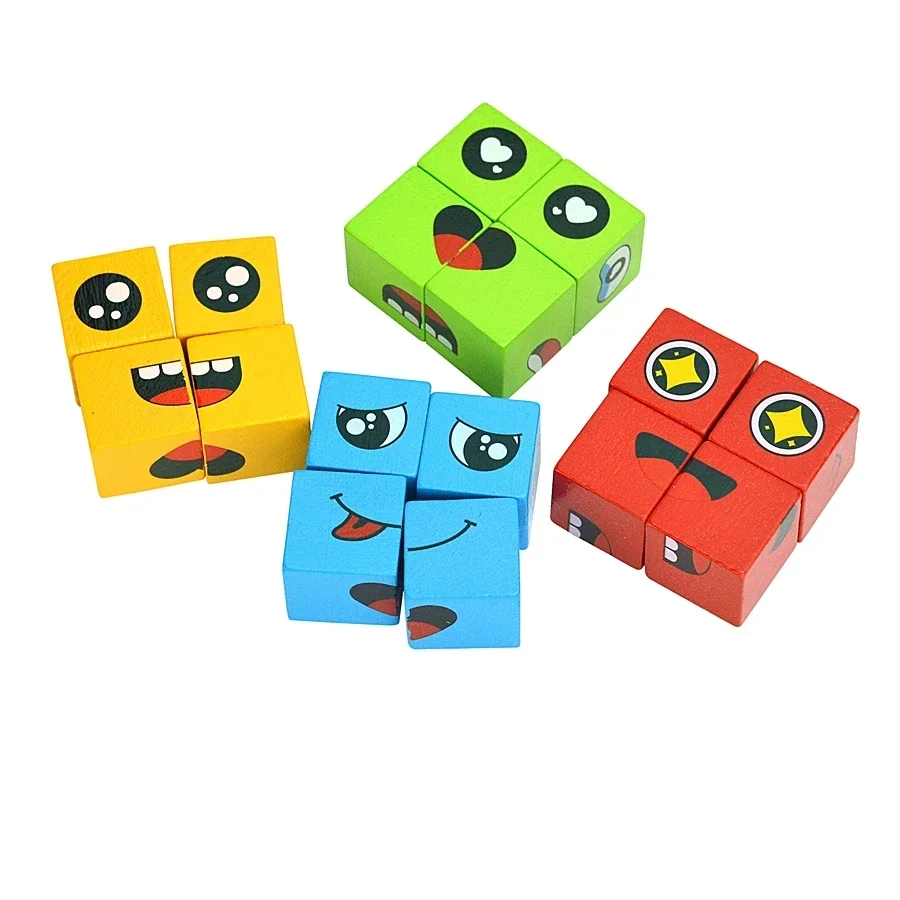 เด็กอารมณ์เปลี่ยนบล็อกใบหน้าเปลี่ยน Expression แผงเด็ก Interactive เกม Montessori ของเล่นเพื่อการศึกษาเด็กหญิง