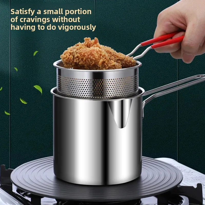 Mini multifuncional 304 fritadeira de aço inoxidável comercial frango batatas fritas pote de óleo rede alta-baixa para macarrão eletrodomésticos