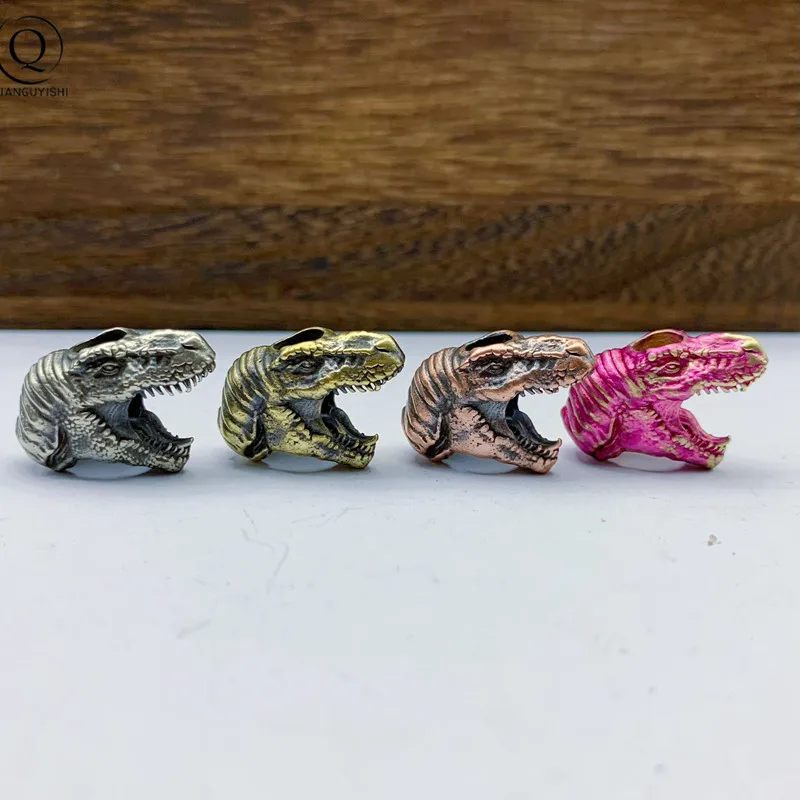 2022 Jurassic Tyrannosaurus  Brass Knife Bead Jewelry DIY Paracord Hangings Accessories Animal EDC Outdoor Tool Lanyard Pendants