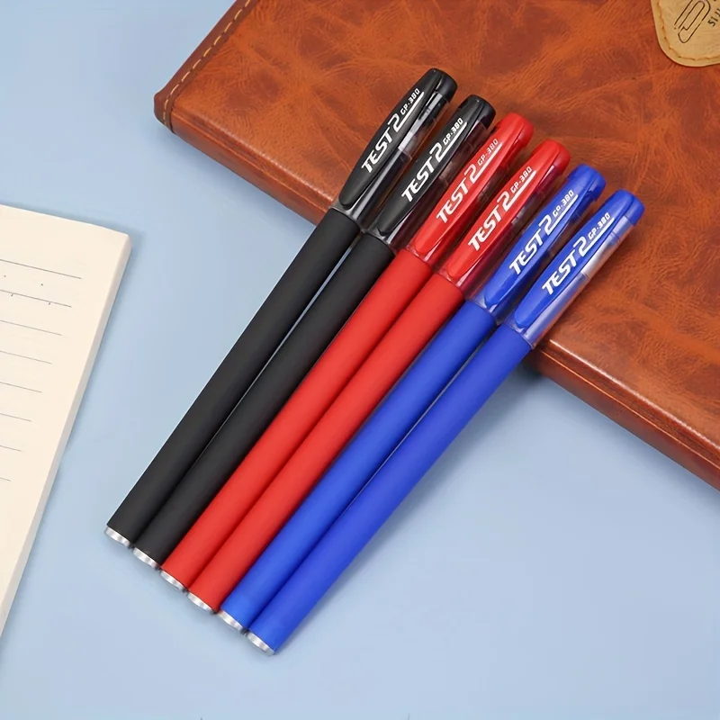 

5/10/15pcs Black Gel Ink Pens Featuring Black, Blue, And Red with a 0.5mm Ballpoint Perfect for Students And Office Use