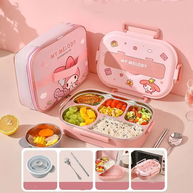 

Hot Sanrio Sus 304 Lunch Box Cinnamoroll Kawaii Anime Fashion Primary School Student Insulated Bag Large Capacity Rice Bowl New