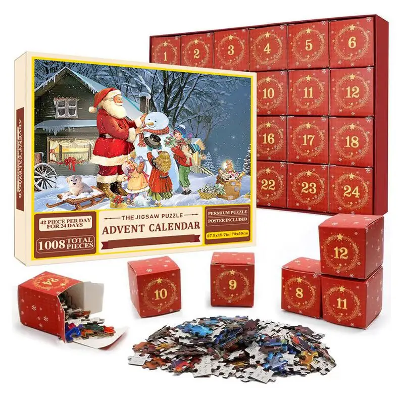 

1008 Pieces Christmas Jigsaw Puzzles Advent Calendar 24 Days Christmas Countdown Calendar Puzzles For Kids