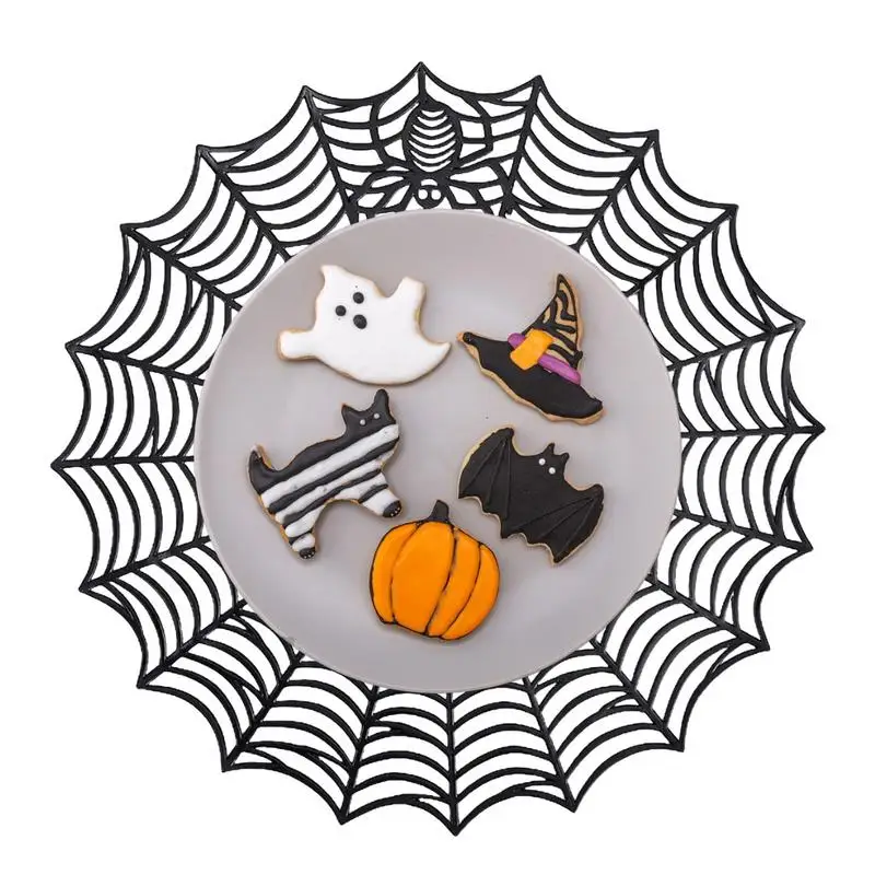 Halloween Table Mat Waterproof Heat Insulation Spider Web Table Mats Multifunctional Anti Slip Table Placemat Festive Coasters