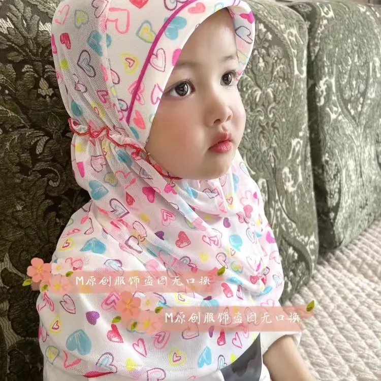 

Islamic Kids Head Cover Baby Girls Muslim Instant Hijabs Size: 0T-5T