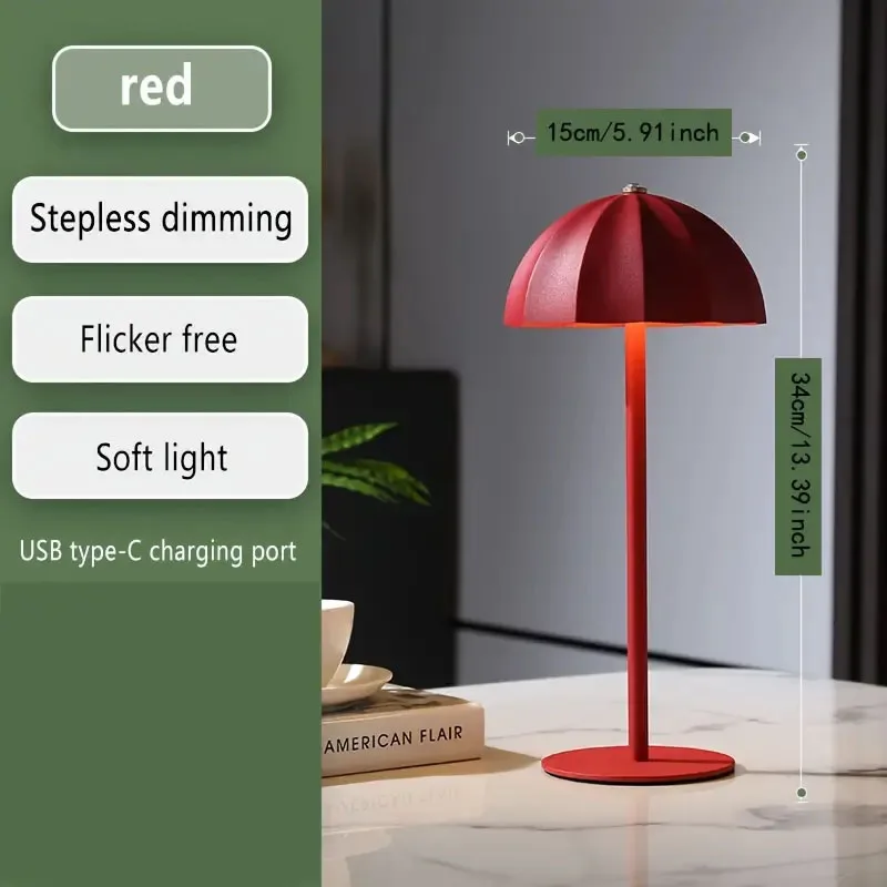 1Pc LED Rechargeable Table Light,3 Color Stepless Dimmable Brightness Rechargeable Touch Lamp,For Restaurant/Indoor Lamp LT049