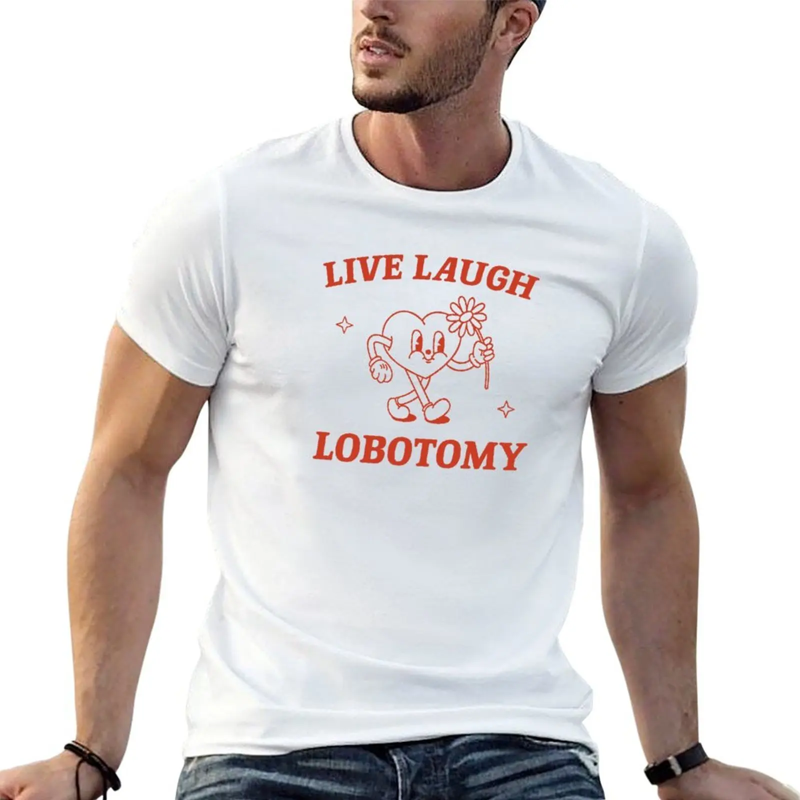 Live laugh lobotomy shirt, funny lobotomy meme retro T-Shirt t shirt for man t shirt man cotton funny t shirts cotton T-shirt