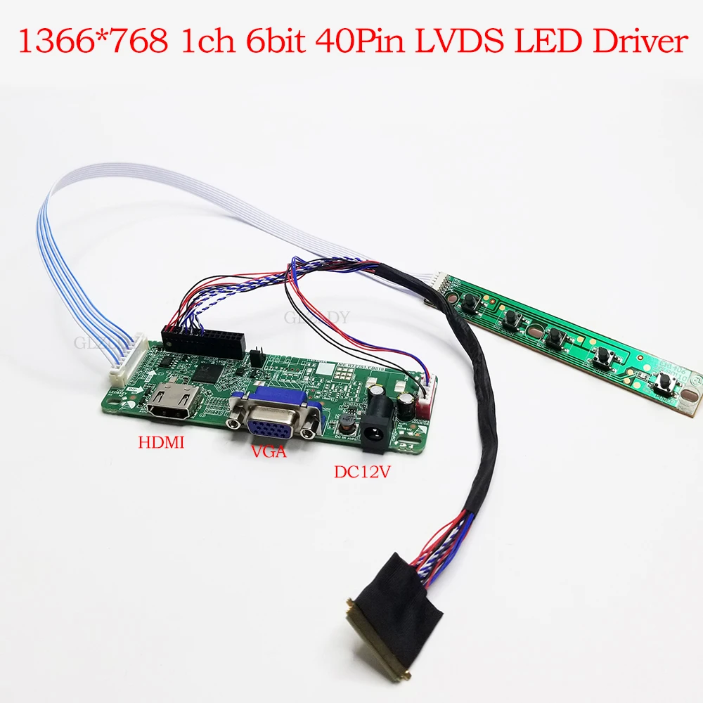 Para 14 pulgadas LP140WH1 LP140WH4 controlador de pantalla LCD Placa de controlador 1366*768 40Pin LVDS Kit HDMI VGA DIY Monitor de ordenador portátil pantalla
