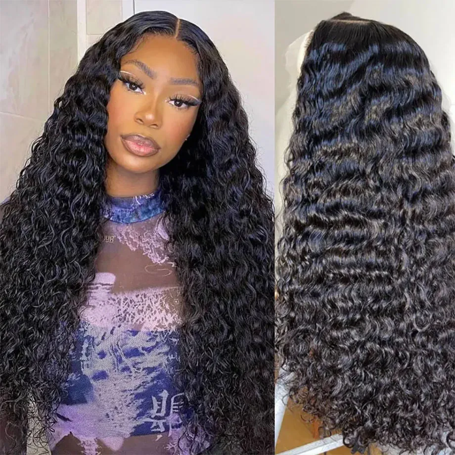 Deep Wave Frontal Wig Hd Human Hair Lace Frontal Wig For Women Transparent Pre Plucked Brazilian 13x4 Curly Human Hair Wig