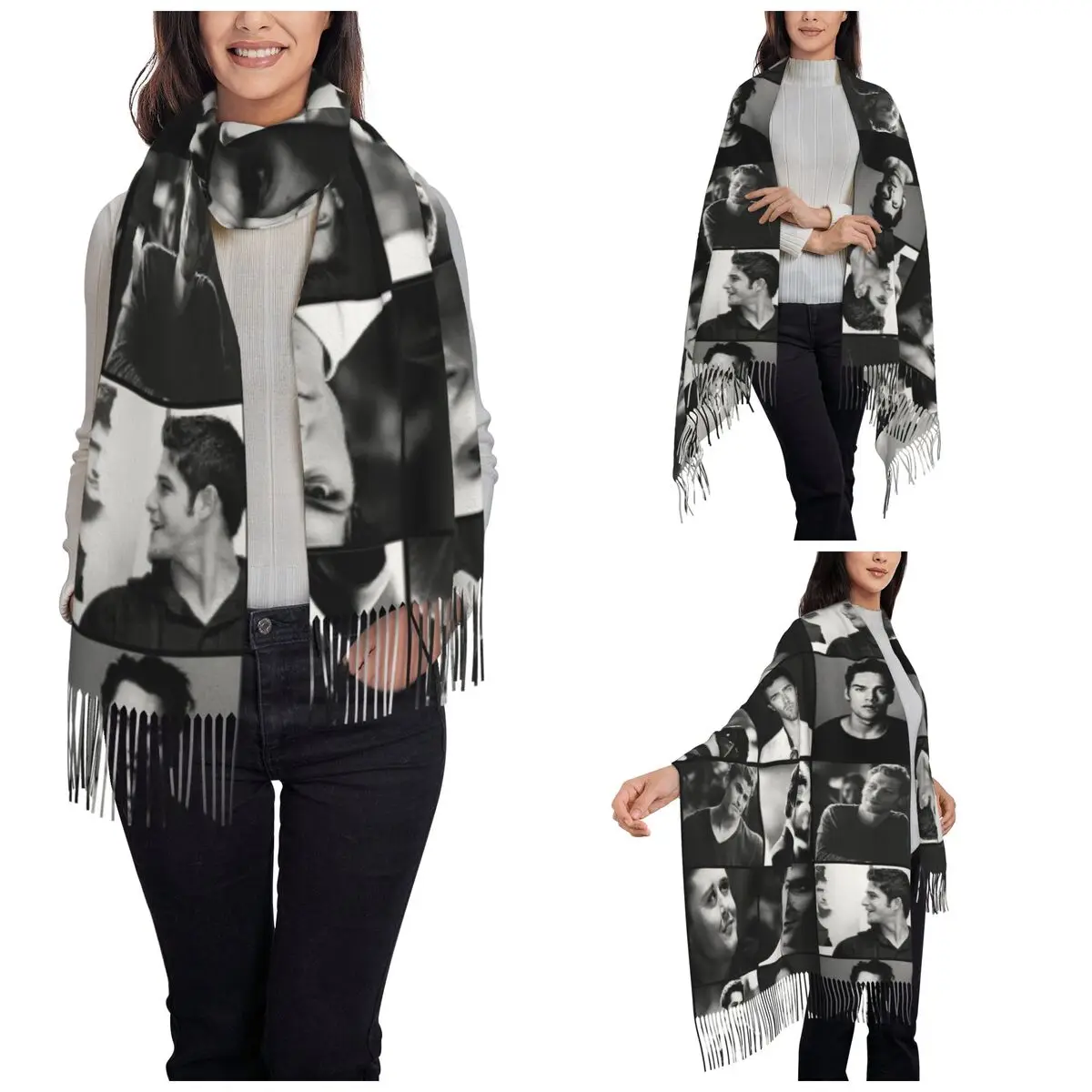 Sam Winchester And Dean Winchester Shawls Wraps for Womens Scarf Damon Salvatore The Vampire Diaries Pashminas Tassel Scarves