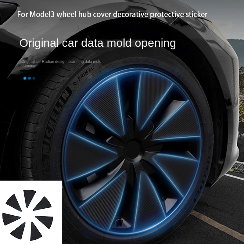 Wheel Hub Stickers for Tesla Model 3+ Wheel Rims Stickers Scratch Repair Protective Film New Model 3 Highland 2024 Accessories