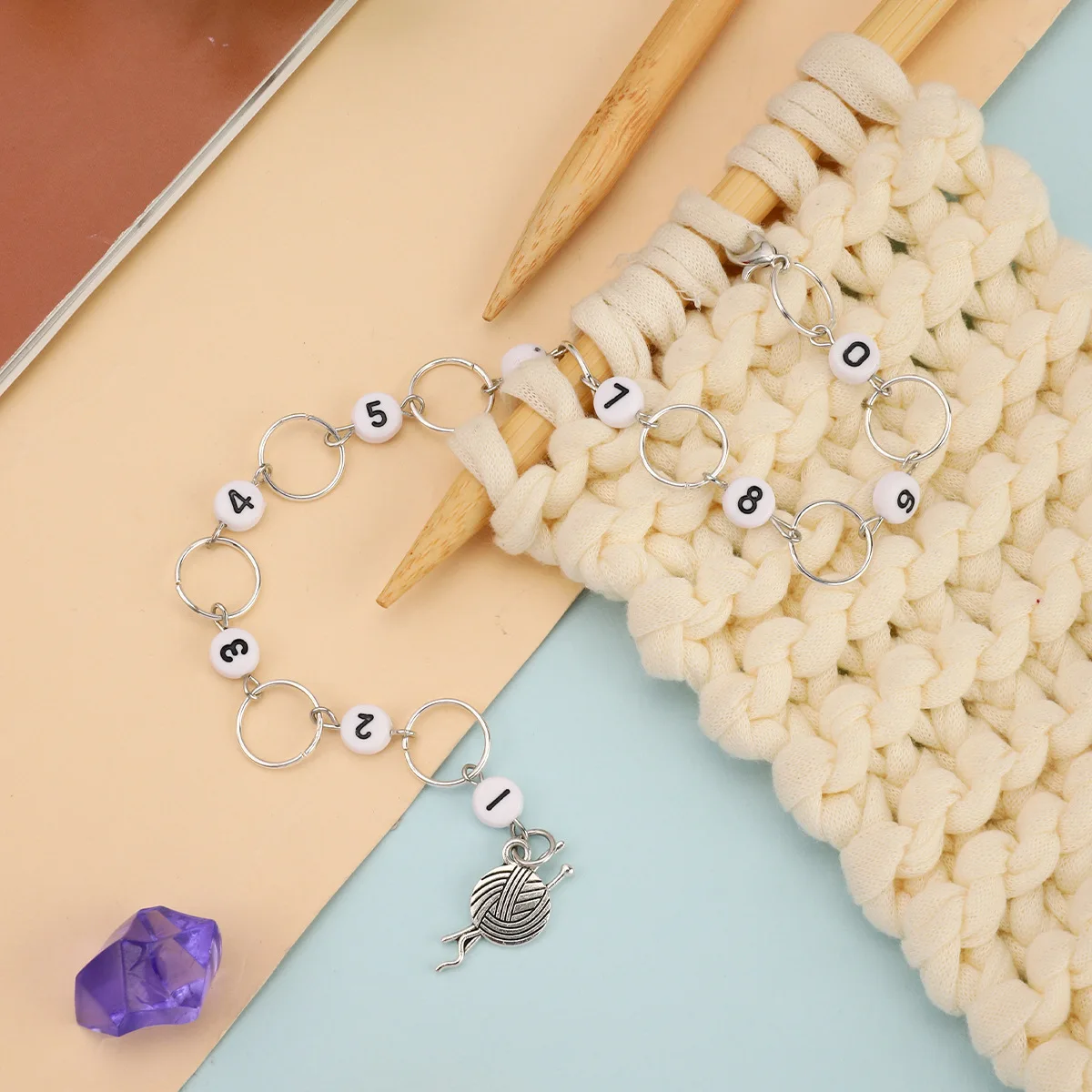 Number Pendants Stitch Markers Knitting Needle Counter Chains Metal Crochet Latch DIY Crochet Weaving Sewing Knitting Fittings