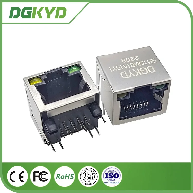 For single port, port facing up, network port socket 8P8C with light shielded connector dgkyd
