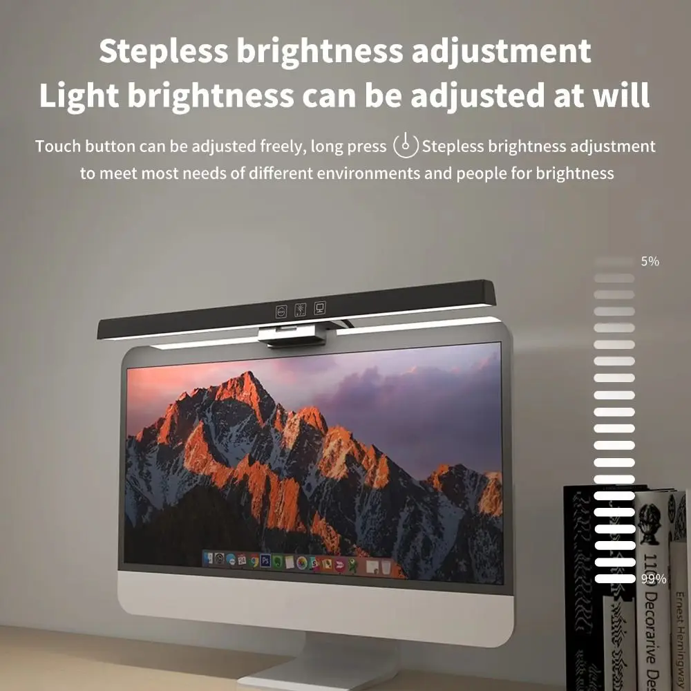 Eyes Protection Computer Screen Light Bar Stepless Dimming USB Powered LED PC Screen Lamp 3 Color Modes Asymmetric Light