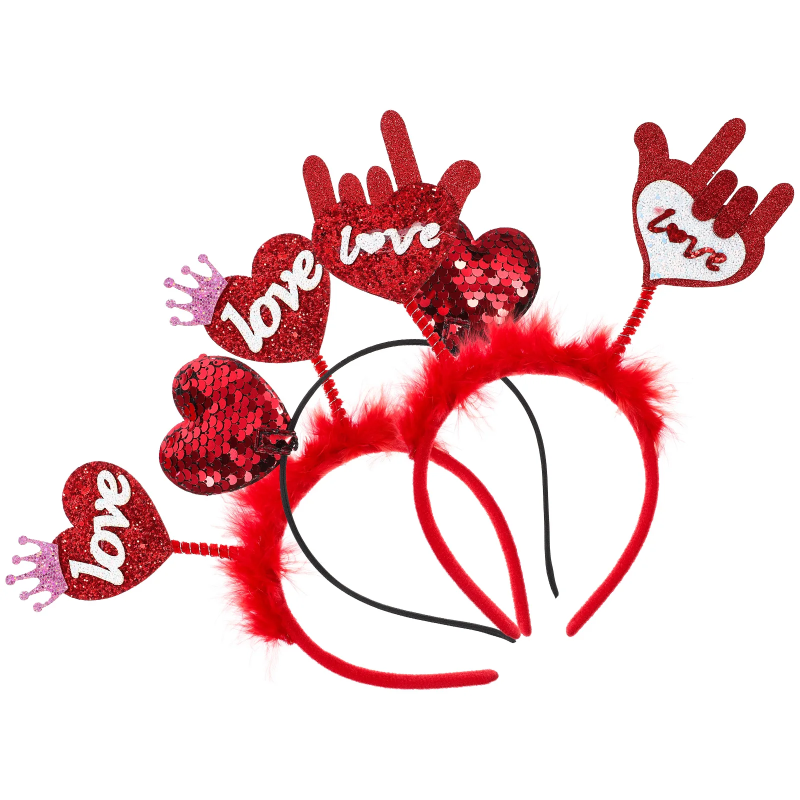 

3pcs Valentine's Day Heart Hair Hoops Romantic Fabric Headbands for Wedding Party Supplies Casual Wear Accessory